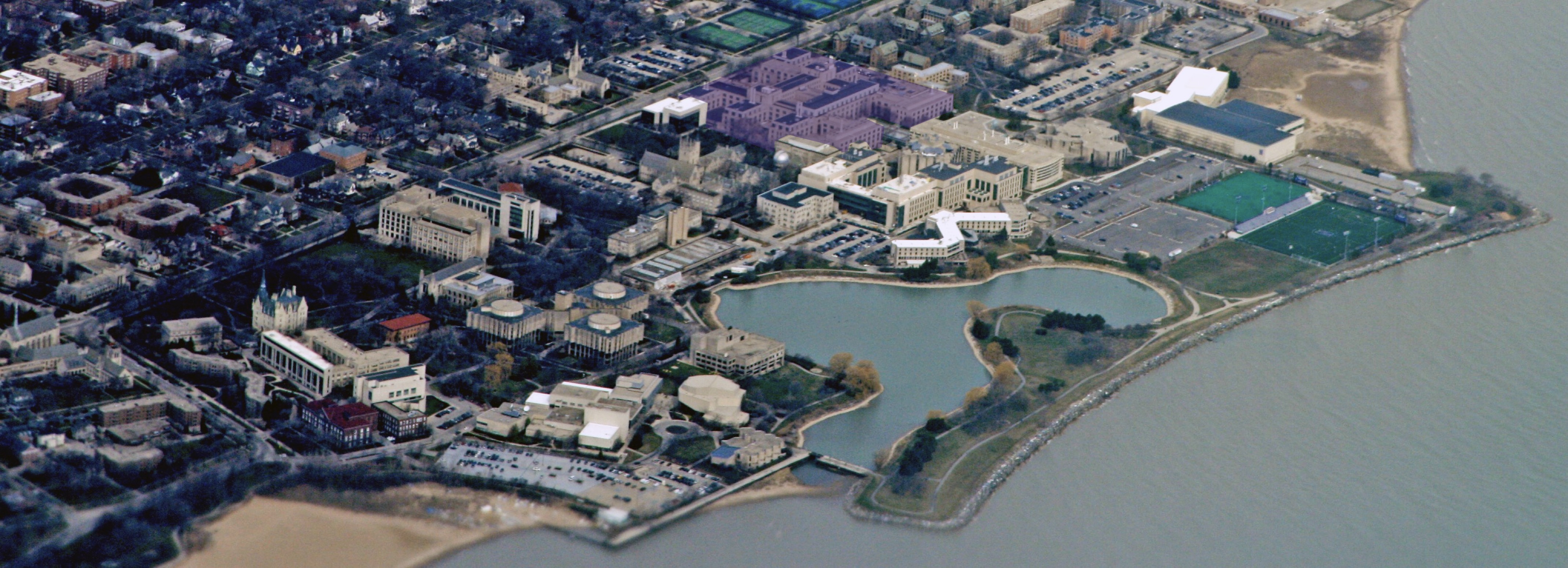 Aerial image of Northwestern's campus.